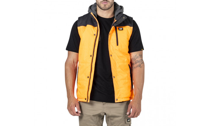 CAT Hi Vis Hooded Work Vest Orange / Black