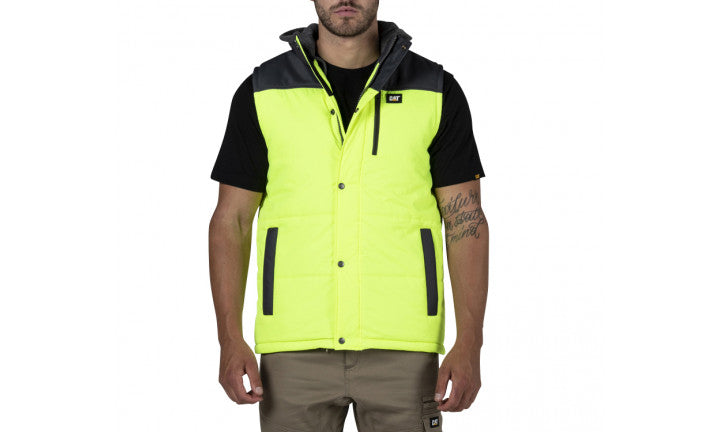 CAT Hi Vis Hooded Work Vest Yellow / Black