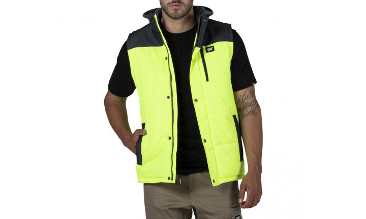 CAT Hi Vis Hooded Work Vest Yellow / Black