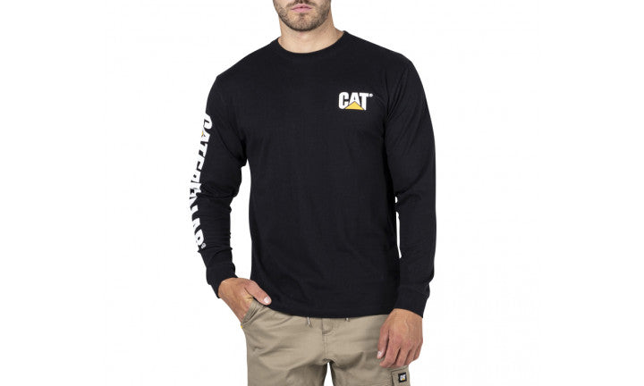 CAT Trademark Banner Long Sleeve Tee - Black