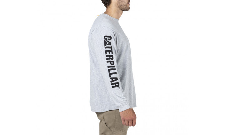 CAT Trademark Banner Long Sleeve Tee - Heather Grey