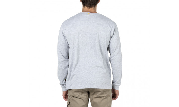 CAT Trademark Banner Long Sleeve Tee - Heather Grey