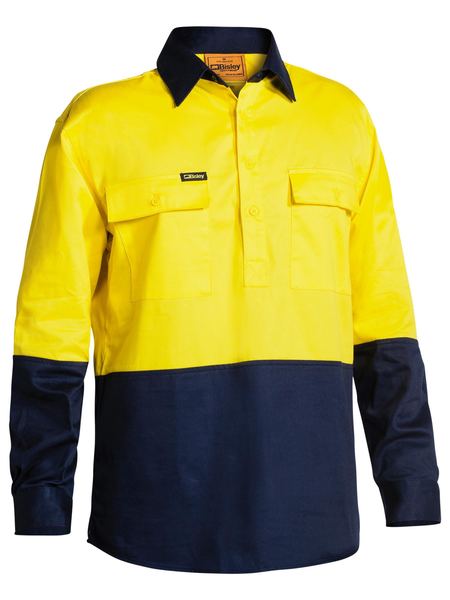 Bisley HI VIS Closed Front Drill Shirt