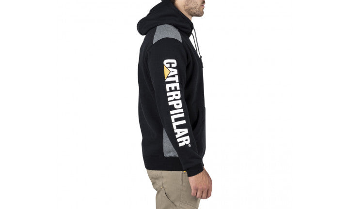 CAT Logo Panel Hooded Sweatshirt Black