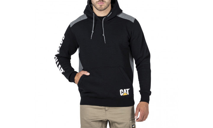 CAT Logo Panel Hooded Sweatshirt Black