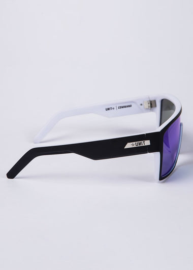 Unit Command Sunglasses - Matte Black White Polarised