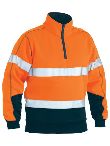 Bisley Taped Hi Vis 1/4 Zip Fleece Pullover