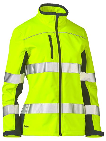 Bisley Women's Taped Two Tone Hi Vis Soft Shell Jacket