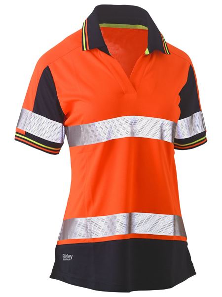 WOMEN'S TAPED TWO TONE HI VIS V-NECK POLO