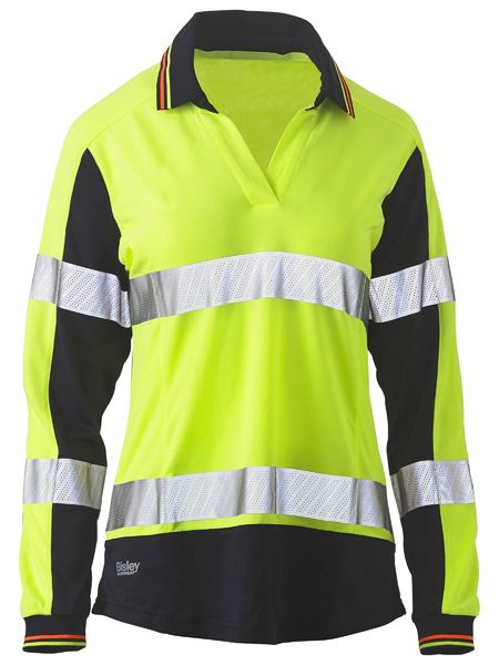 WOMEN'S TAPED TWO TONE HI VIS V-NECK POLO