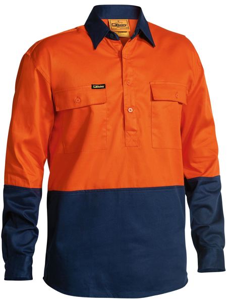 Bisley HI VIS Closed Front Drill Shirt