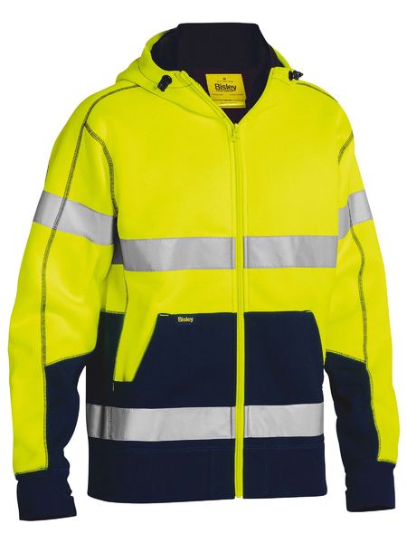 bisley Taped HI Vis Zip Fleece Hoodie With Sherpa Lining