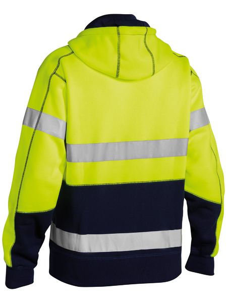 bisley Taped HI Vis Zip Fleece Hoodie With Sherpa Lining