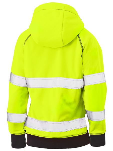 Bisley Women's Taped Hi Vis Fleece Zip Front Hoodie with Sherpa Lining