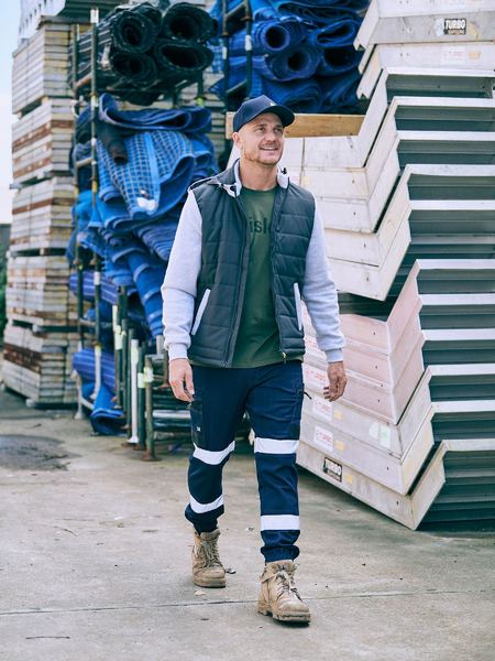 FLX & MOVE TAPED STRETCH DENIM CARGO CUFFED PANTS