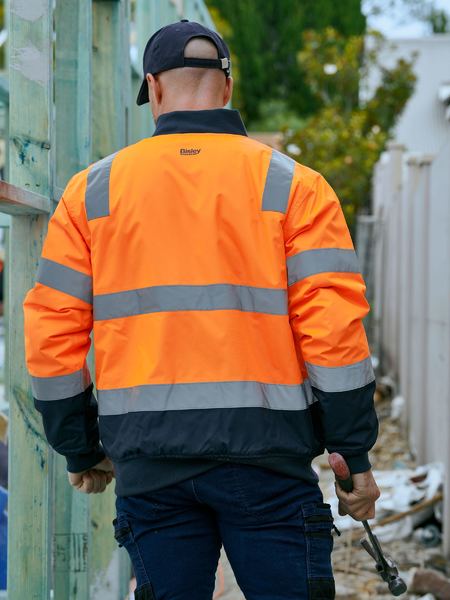 Bisley Taped Two Tone Hi Vis Bomber Jacket With Padded Lining