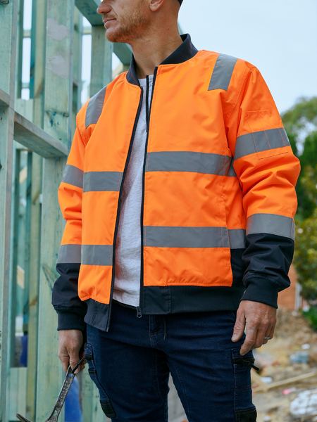 Bisley Taped Two Tone Hi Vis Bomber Jacket With Padded Lining