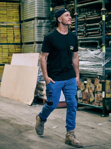 FLX AND MOVE STRETCH DENIM CARGO CUFFED PANTS