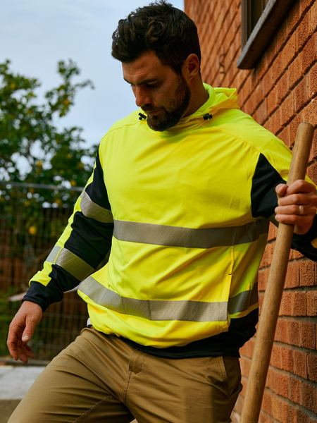 Bisley Taped Two Tone Hi Vis Contrast 4 Way Stretchy Hoodie