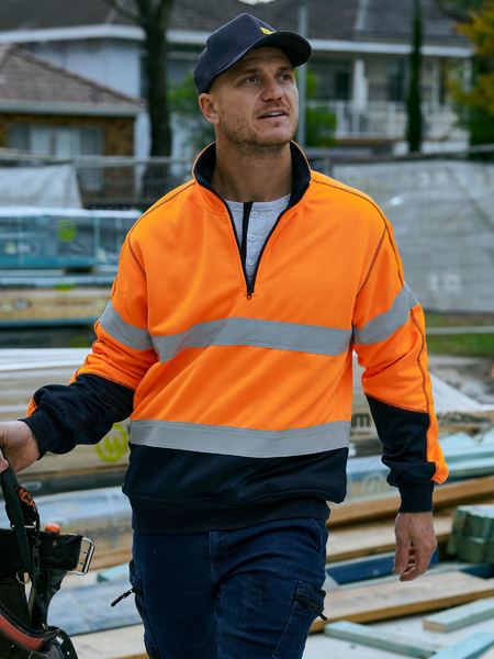 Bisley Taped Hi Vis 1/4 Zip Fleece Pullover