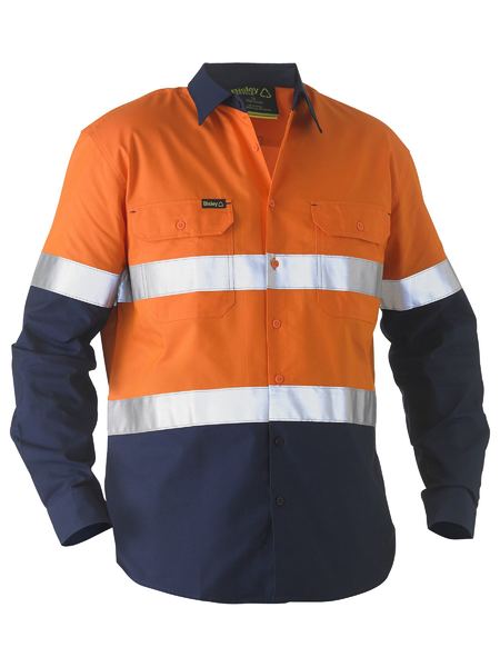 Bisley Taped Two Tone HI VIS Recycled Drill Shirt