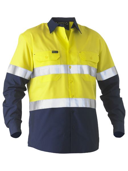 Bisley Taped Two Tone HI VIS Recycled Drill Shirt