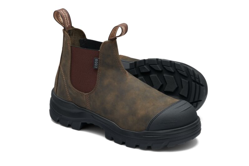 8002 Blundstone RotoFlex Steel Elastic Side Safety Boot Rustic Brown