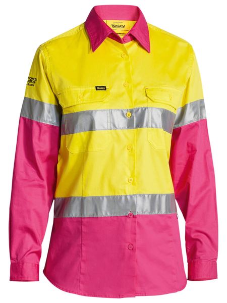 Bisley Women's Taped HI VIS Cool Light Weight Drill Shirt