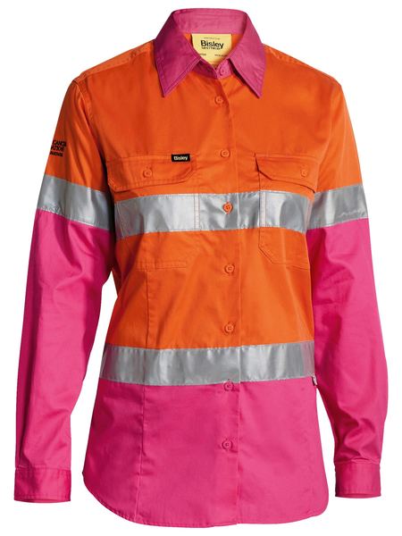 Bisley Women's Taped HI VIS Cool Light Weight Drill Shirt