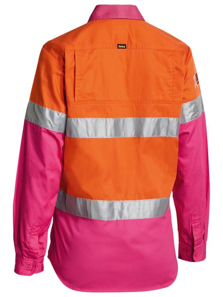 Bisley Women's Taped HI VIS Cool Light Weight Drill Shirt