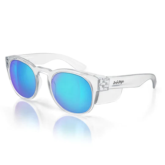 Safestyle Cruisers Clear Frame Mirrors Blue Polarised