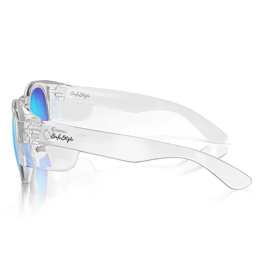 Safestyle Cruisers Clear Frame Mirrors Blue Polarised