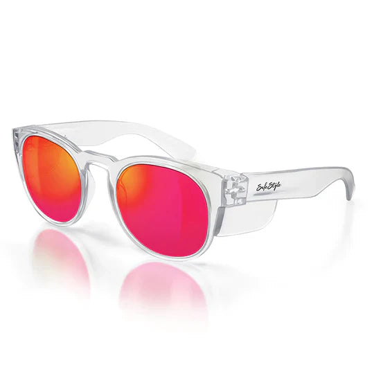 Safestyle Cruisers Clear Frame Mirrors Red Polarised