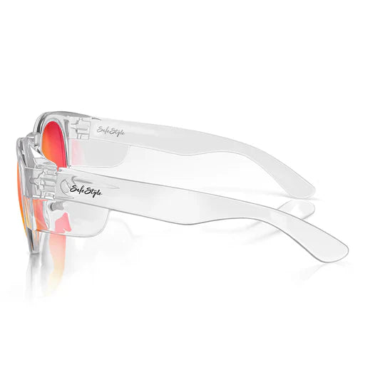 Safestyle Cruisers Clear Frame Mirrors Red Polarised