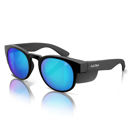 Safestyle Cruisers Matte Black Frame Mirrors Blue Polarised