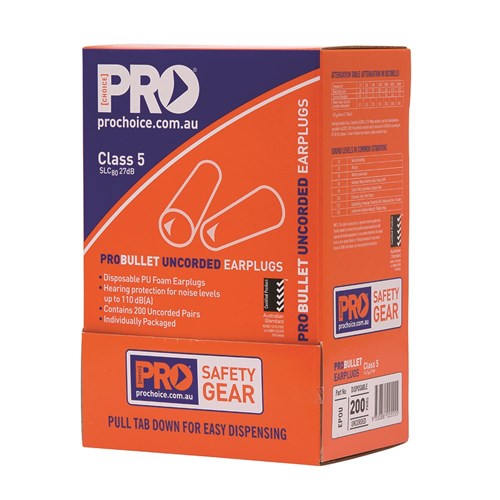 Pro Choice Probullet Disposable Uncorded Earplugs Uncorded - BOX 200