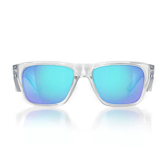 Safestyle Fusions Clear Frame Mirrors Blue Polarised Lens