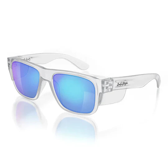 Safestyle Fusions Clear Frame Mirrors Blue Polarised Lens