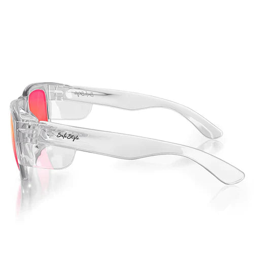 Safestyle Fusions Clear Frame Mirrors Red Polarised Lens