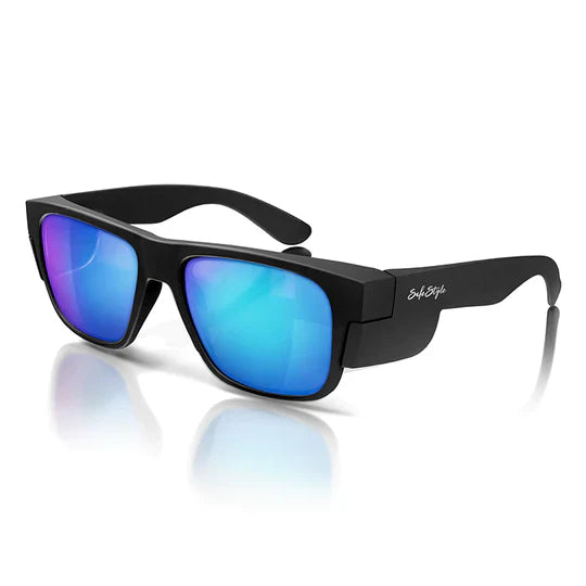 Safestyle Fusions Matte Black Frame Mirrors Blue Polarised Lens