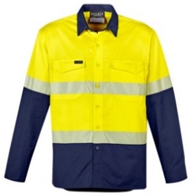 SYZMIK MENS RUGGED COOLING HI VIS SEGMENTED TAPE LONG SLEEVE SHIRT