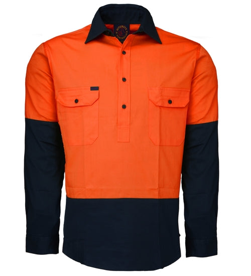 Ritemate Closed Front L/S 2 Tone Shirt