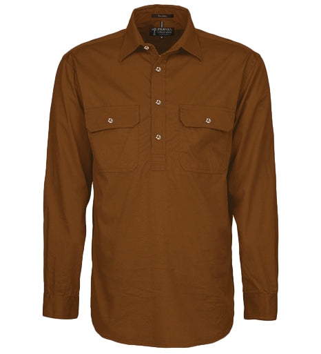 Mens Pilbara Closed Front L/S Shirt (4XL-6XL)