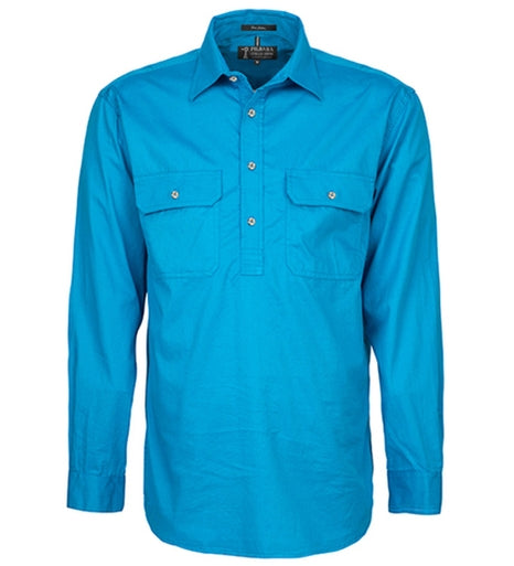 Mens Pilbara Closed Front L/S Shirt (S-L)