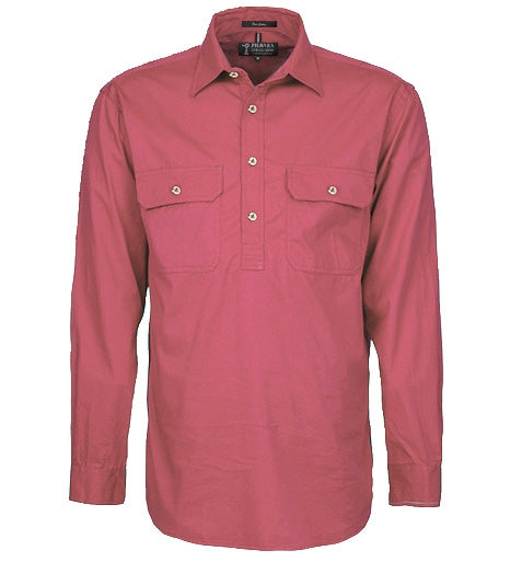 Mens Pilbara Closed Front L/S Shirt (S-L)