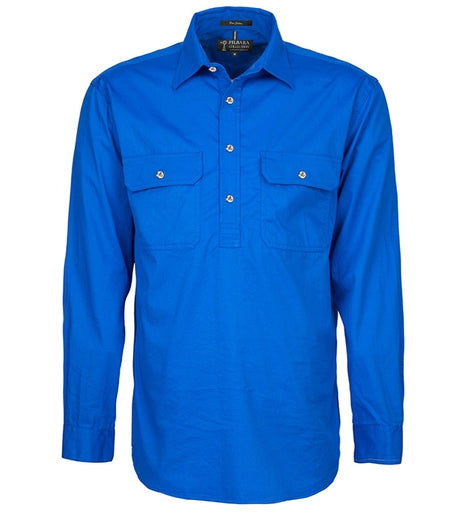 Mens Pilbara Closed Front L/S Shirt (S-L)