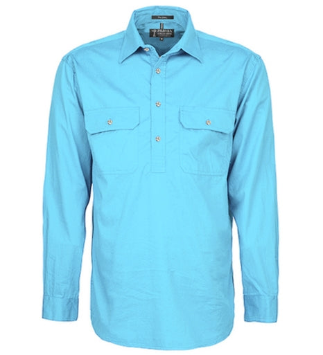 Mens Pilbara Closed Front L/S Shirt (S-L)