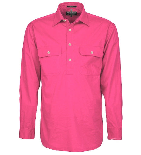 Mens Pilbara Closed Front L/S Shirt (S-L)