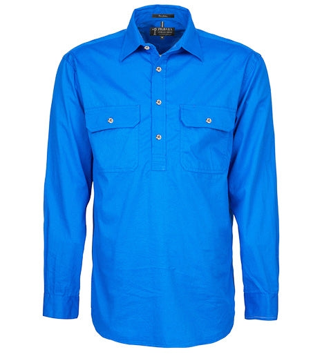 Mens Pilbara Closed Front L/S Shirt (S-L)