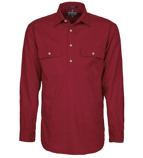 Mens Pilbara Closed Front L/S Shirt (S-L)